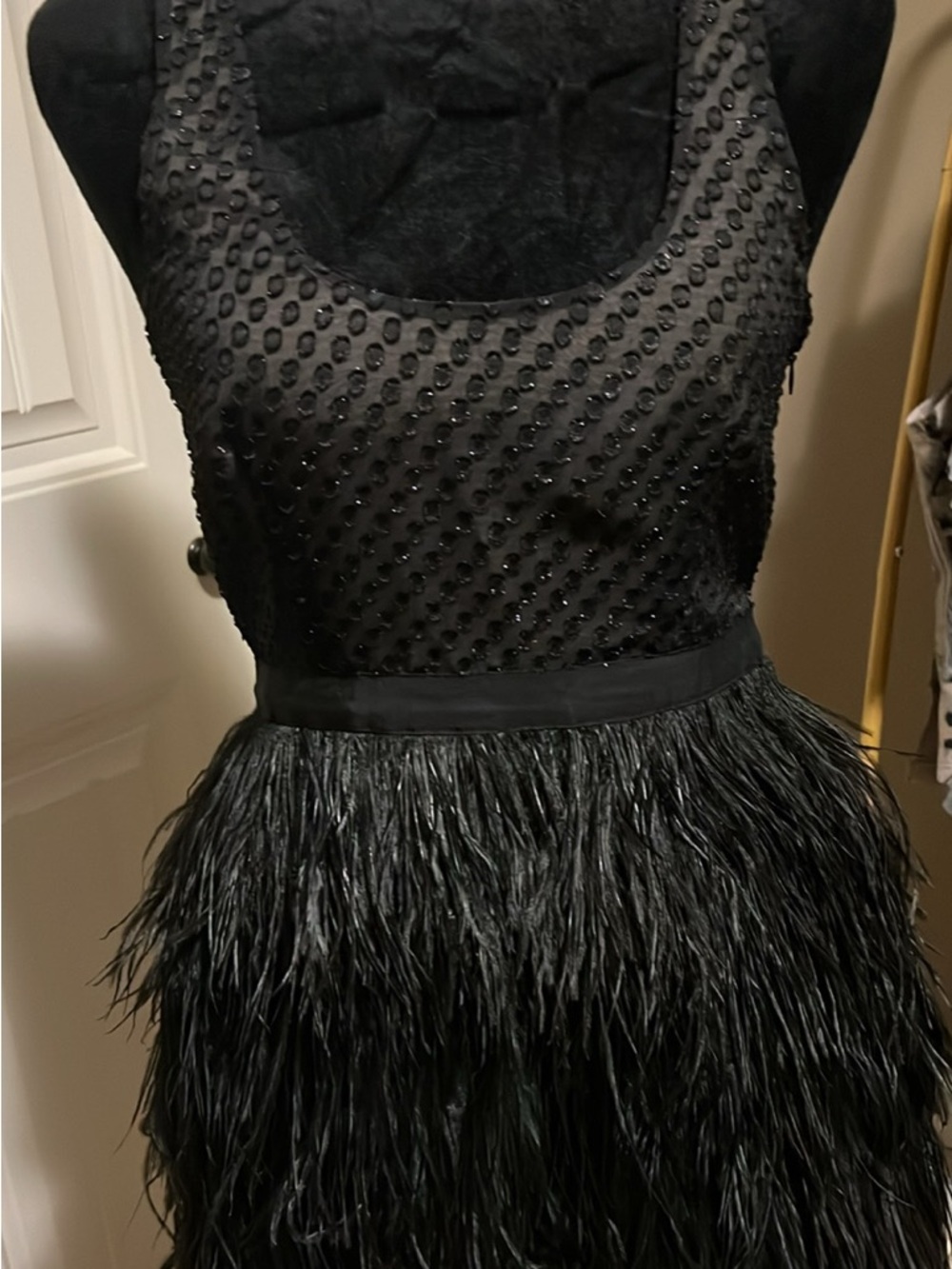 Cooperative Black Dress 100% Ostrich Feathers